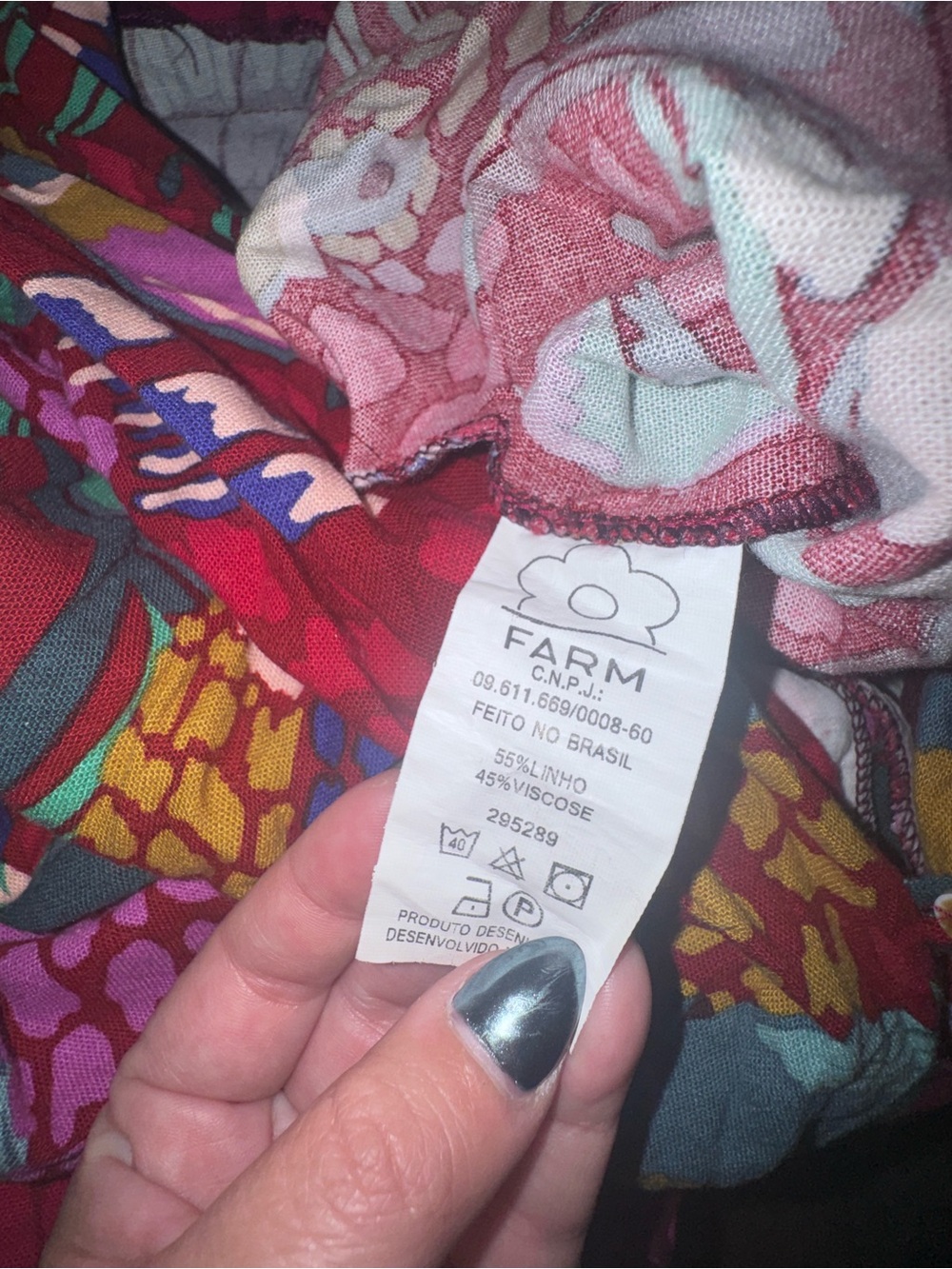 FARM RiO Toucan Brushedstroke Linen Blend Jumpsuit multi color size medium - Picture 11 of 11